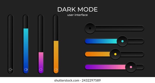 Dark mode ui simple elegant set switcher, volume bar design