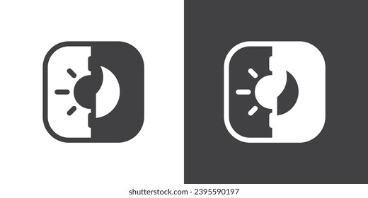 Dark mode vector icon in flat style.