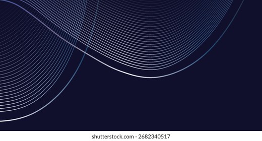 Fundo abstrato moderno escuro com linhas de onda brilhante e fluente em gradiente de cor vermelho azul. Design futurista com arte moderna abstrata simples