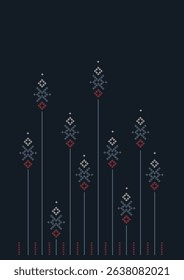 Dark modern cross stitch embroidery floral pattern 