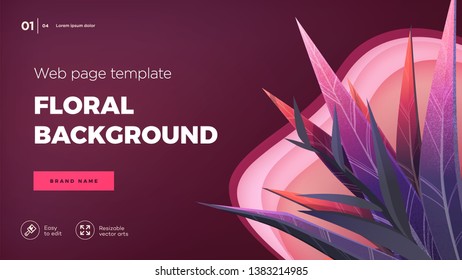 Dark modern design concept. Landing page template . Modern Floral vector illustration concept for business web page, website and mobile website. Vector illustration