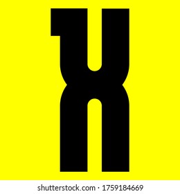 Dark modern font. Trendy alphabet, black vector letter X on a yellow background, vector illustration 10eps