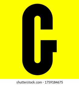 Dark modern font. Trendy alphabet, black vector letter G on a yellow background, vector illustration 10eps