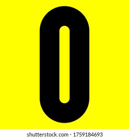 Dark modern font. Trendy alphabet, black vector number zero on a yellow background, vector illustration 10eps