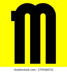 Dark modern font. Trendy alphabet, black vector letter M on a yellow background, vector illustration 10eps
