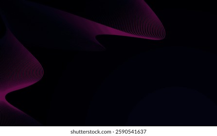 Dark Modern purple blue gradient flowing wave dots. Futuristic technology concept with moving lines design Vector illustration.