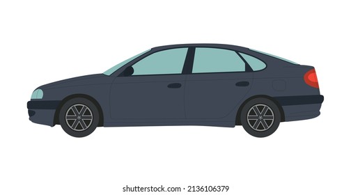 Dark modern sedan on a white background - Vector illustration