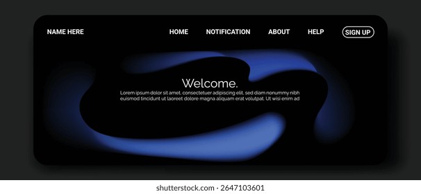 Un cabezal de Sitio web oscuro y moderno con un diseño elegante.