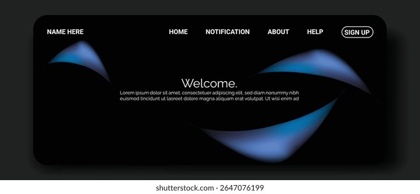 Una interfaz de Sitio web oscura y moderna con un diseño elegante.