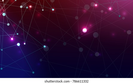 Dark molecular background - vector abstraction.