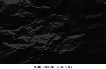 Fondo monocromo oscuro con textura detallada de papel negro arrugado para un efecto visual dramático
