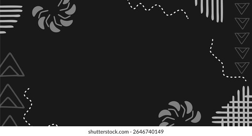 Dark Monochrome Background Flat Design Abstract Illustration