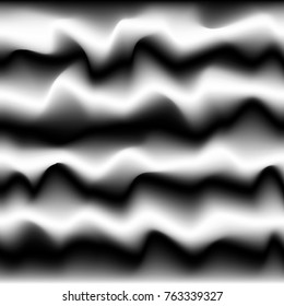Dark monochrome pattern with black and white waves. Modern 3d print. Imitation of crumpled paper, fabric, mfterial.