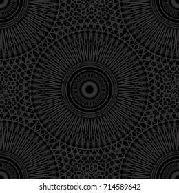 dark monochrome seamless background with decorative ornament . vector illustration