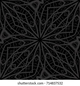 dark monochrome seamless background with decorative ornament . vector illustration