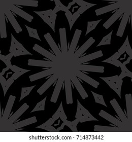 dark monochrome seamless background with decorative ornament . vector illustration
