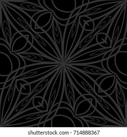 dark monochrome seamless background with decorative ornament . vector illustration