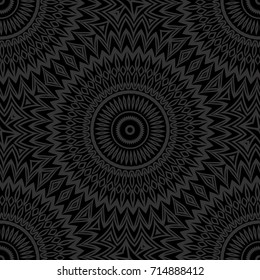 dark monochrome seamless background with decorative ornament . vector illustration