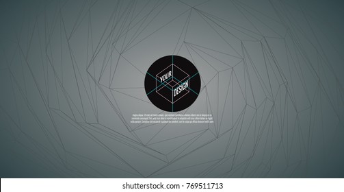 Dark monochrome twirl polygonal abstract graphic background