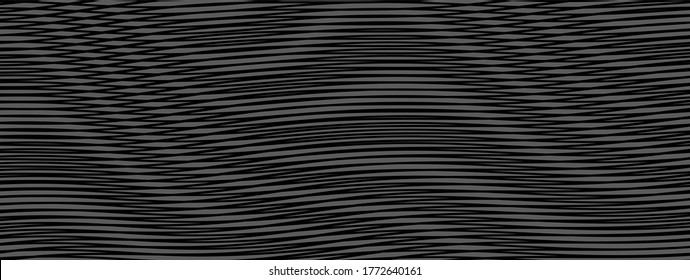 Fondo abstracto lineal ondulado oscuro monocromo con efecto moire. Se puede usar como diseño de libros, sitios web, accesorios para teléfonos y tableta. Por título, imagen para blog. Ilustración del vector