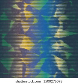 Dark moody striped variegated bleed ink holographic pearlescent opalescent geometric seamless repeat vector pattern swatch.  Blue, green, purple and gold.