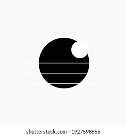 Dark moon hole and line. Space moon star astronomy eclipse abstract sun dark abstrak, vector, symbol, logo, icon, sign, Illustration Minimalist.