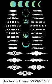 Dark moon phases vector illustration