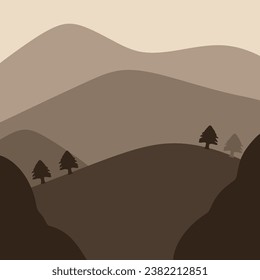 Dark Mountain Landscape Background Illustration In Flat Design
