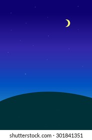 Dark Mountain with the moob vector background