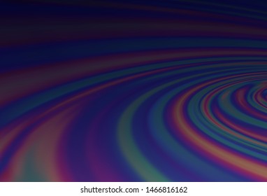 Dark multi color vector template with bent lines. Blurred geometric sample with gradient bubbles.  New composition for your brand book.