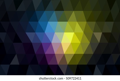 Dark multicolor abstract mosaic background. Triangular geometric sample with gradient.  The best triangular design for your business.