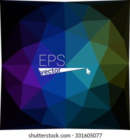 dark multicolor black blue yellow green red orange geometric rumpled triangular low poly style gradient illustration graphic background. Vector polygonal design for your business.