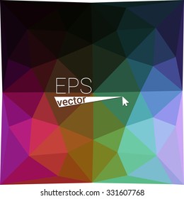 dark multicolor black blue yellow green red orange geometric rumpled triangular low poly style gradient illustration graphic background. Vector polygonal design for your business.