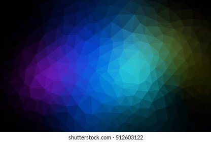 Dark multicolor blurry triangle background. Geometric illustration in Origami style with gradient.  A new texture for your design.