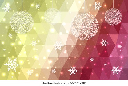 Dark Multicolor christmas postcard low polygon background. Vector illustration consisting of triangles. Abstract triangular polygonal origami or crystal design of New Year celebration.