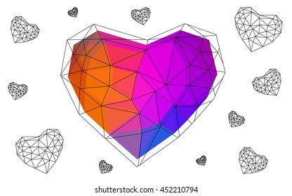 Dark Multicolor heart isolated on white background.
