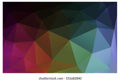 Dark Multicolor Low poly crystal background. Polygon design pattern. Low poly vector illustration, low polygon background.