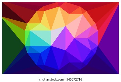 Dark Multicolor Low poly crystal background. Polygon design pattern. Low poly vector illustration, low polygon background.