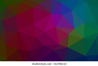 Dark multicolor polygonal illustration, which consist of triangles. Triangular design for your business. Geometric background in Origami style with gradient.
