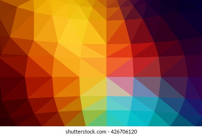 Dark multicolor polygonal illustration, which consist of triangles. Triangular design for your business. Geometric background in Origami style with gradient.