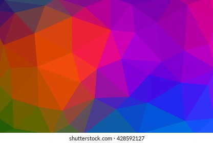 Dark multicolor polygonal illustration, which consist of triangles. Triangular design for your business. Geometric background in Origami style with gradient.