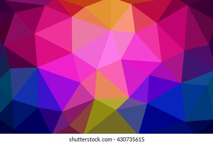 Dark multicolor polygonal illustration, which consist of triangles. Triangular design for your business. Geometric background in Origami style with gradient.
