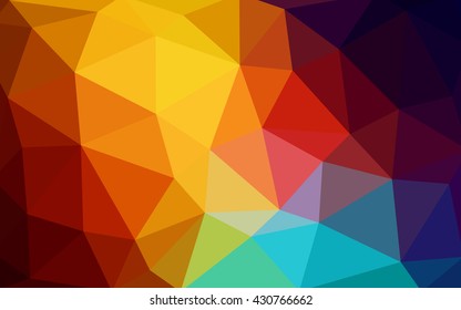 Dark multicolor polygonal illustration, which consist of triangles. Triangular design for your business. Geometric background in Origami style with gradient.