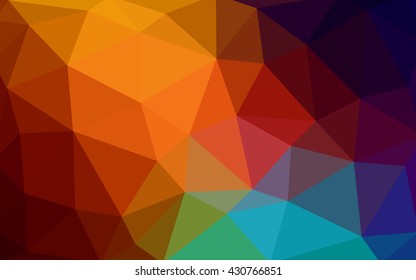 Dark multicolor polygonal illustration, which consist of triangles. Triangular design for your business. Geometric background in Origami style with gradient.