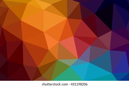 Dark multicolor polygonal illustration, which consist of triangles. Triangular design for your business. Geometric background in Origami style with gradient.