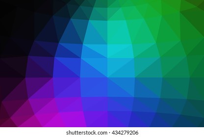 Dark multicolor polygonal illustration, which consist of triangles. Triangular design for your business. Geometric background in Origami style with gradient.
