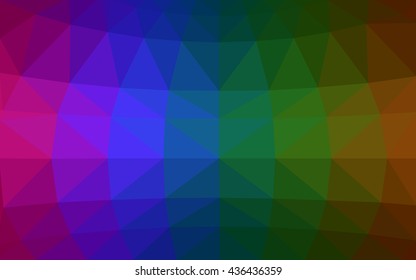 Dark multicolor polygonal illustration, which consist of triangles. Triangular design for your business. Geometric background in Origami style with gradient.