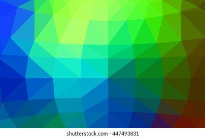 Dark multicolor polygonal illustration, which consist of triangles. Triangular design for your business. Geometric background in Origami style with gradient.