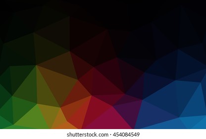 Dark multicolor polygonal illustration, which consist of triangles. Triangular design for your business. Geometric background in Origami style with gradient.