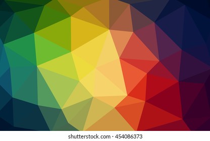 Dark multicolor polygonal illustration, which consist of triangles. Triangular design for your business. Geometric background in Origami style with gradient.